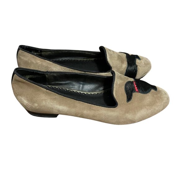 C. Wonder Dachshund Dog Loafers | Tan Suede Embroidered Flats Size 6.5 - Picture 3 of 7